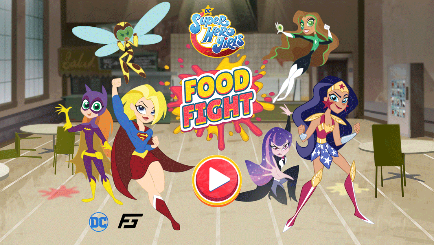 DC Super Hero Girls Food Fight Game Welcome Screen Screenshot.