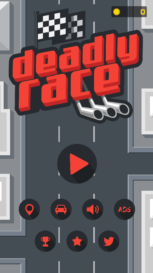 Deadly Race Game Welcome Screen Screenshot.