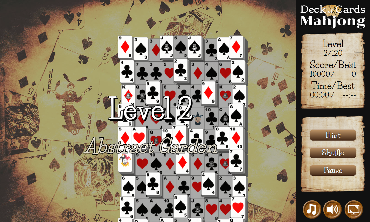 Deck of Cards Mahjong Game Next Level Screenshot.