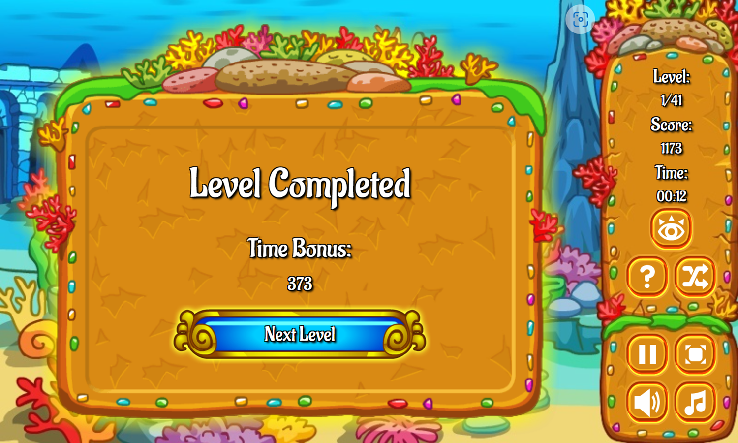 Deep Sea Trijong Game Level Completed Screenshot.