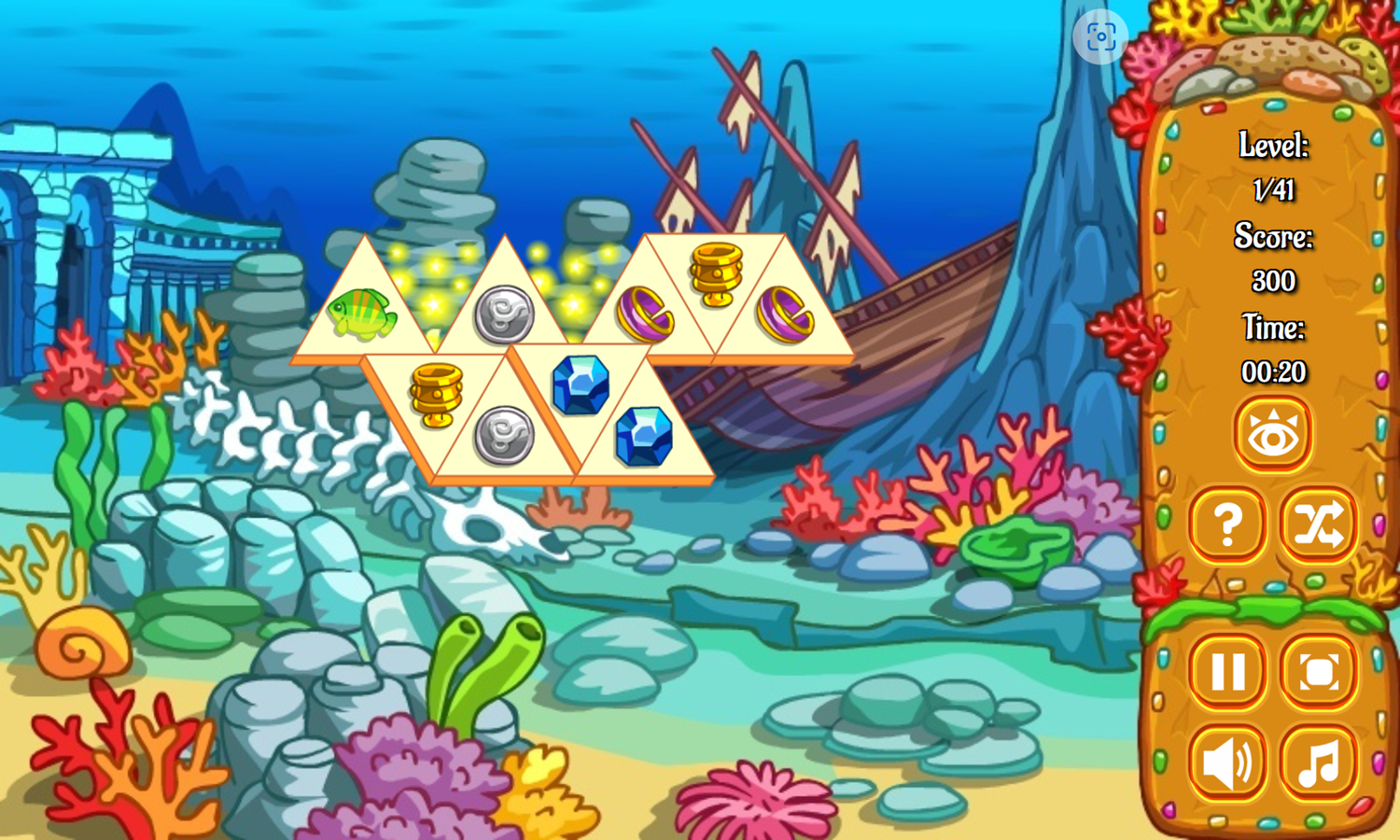 Deep Sea Trijong Game Level Play Screenshot.