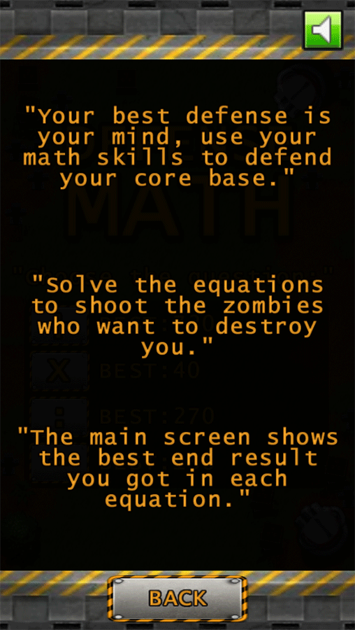 Defense Math Instructions Screenshots.