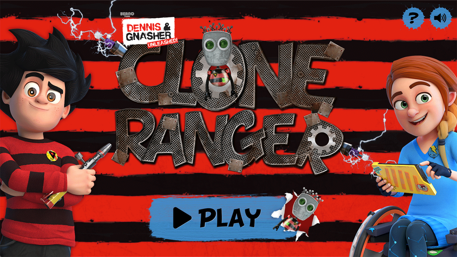 Dennis & Gnasher Clone Ranger Game Welcome Screen Screenshot.