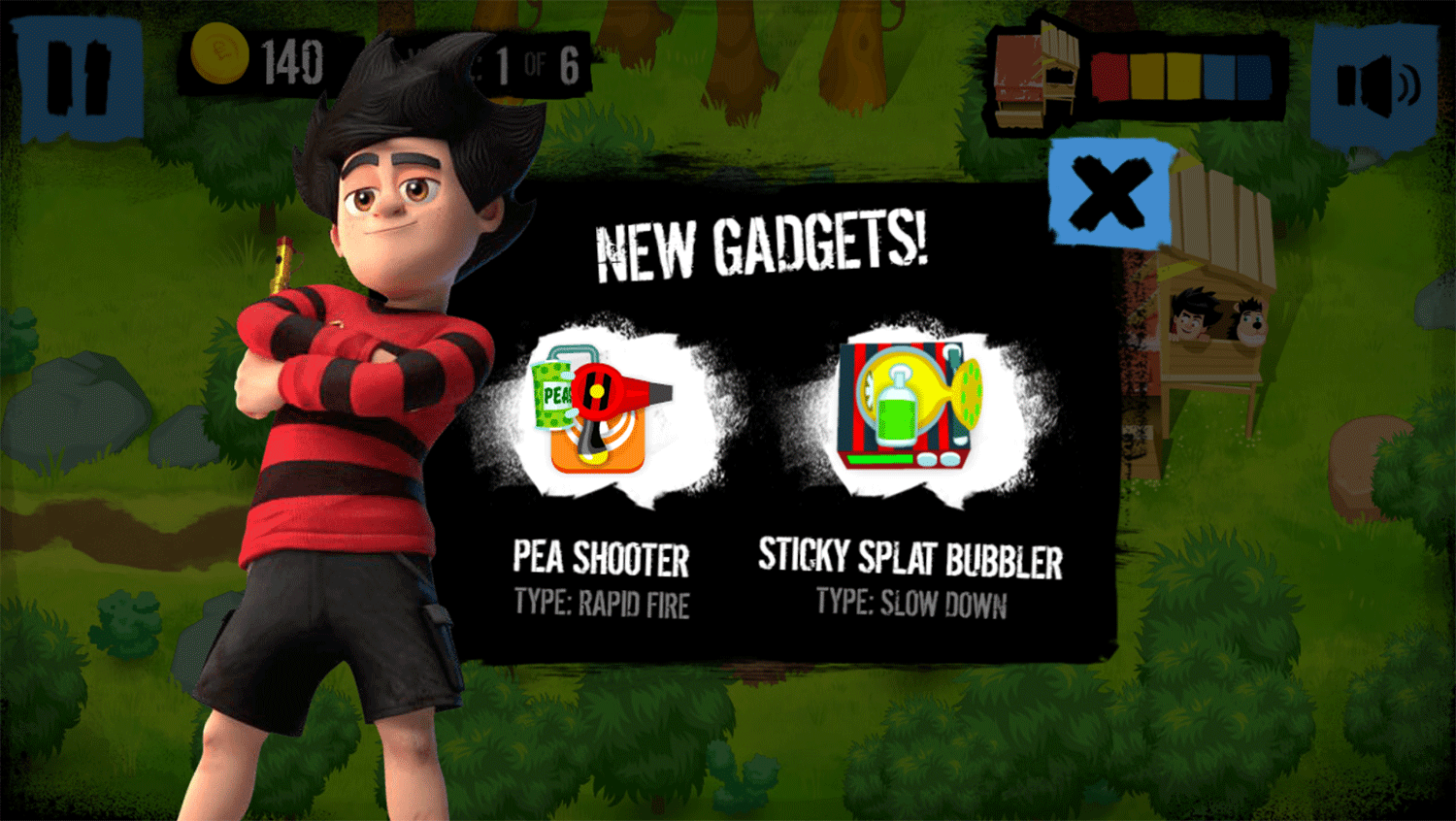 Dennis & Gnasher Defend the Den Game New Gadgets Screenshot.