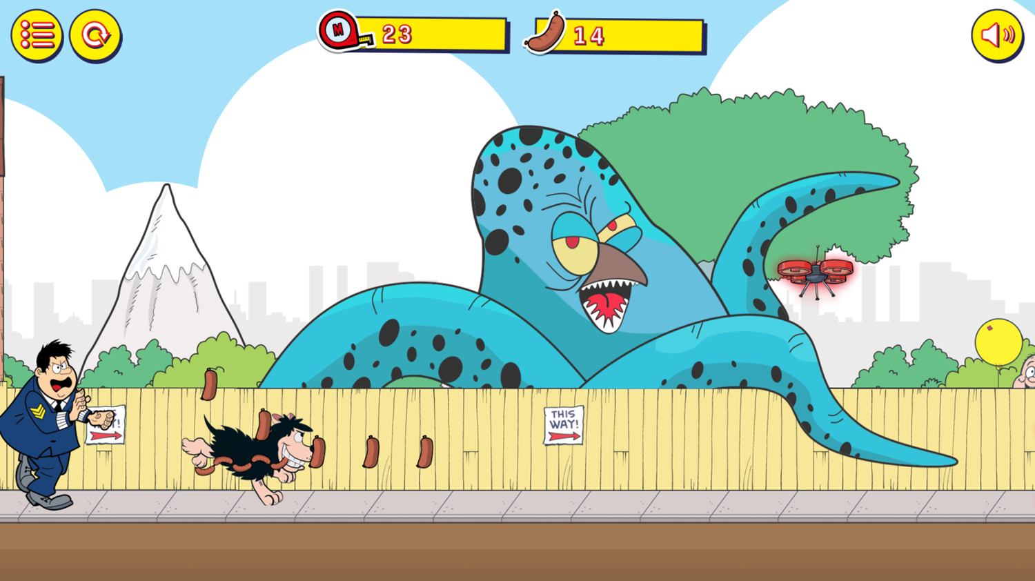 Dennis & Gnasher Gnasher's Deadly Dash Game Screenshot.