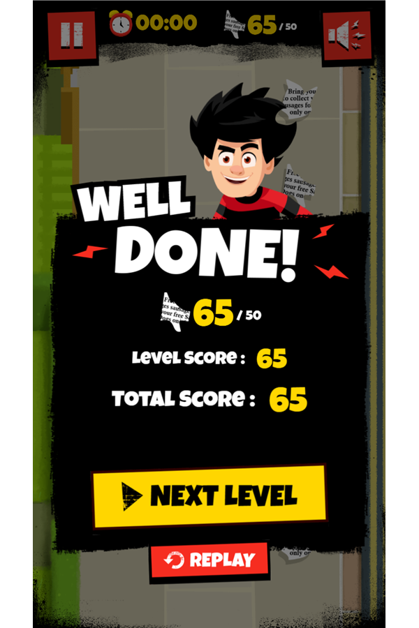 Dennis & Gnasher Sausage & Chips Game First Level Beat Screenshot.