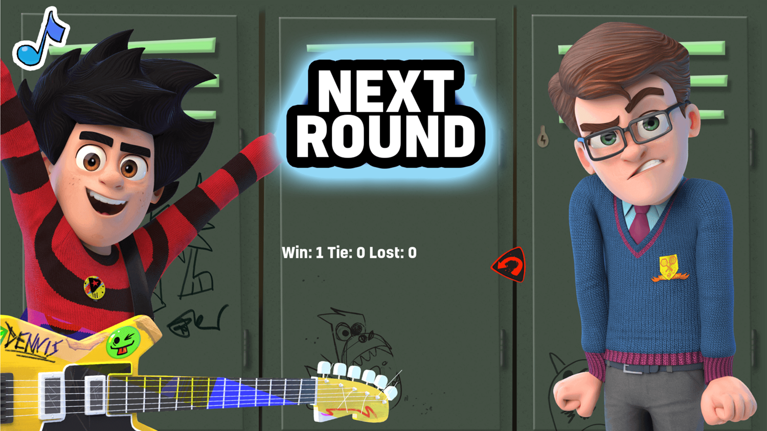 Dennis & Gnasher Top Cards Game Next Round Screenshot.