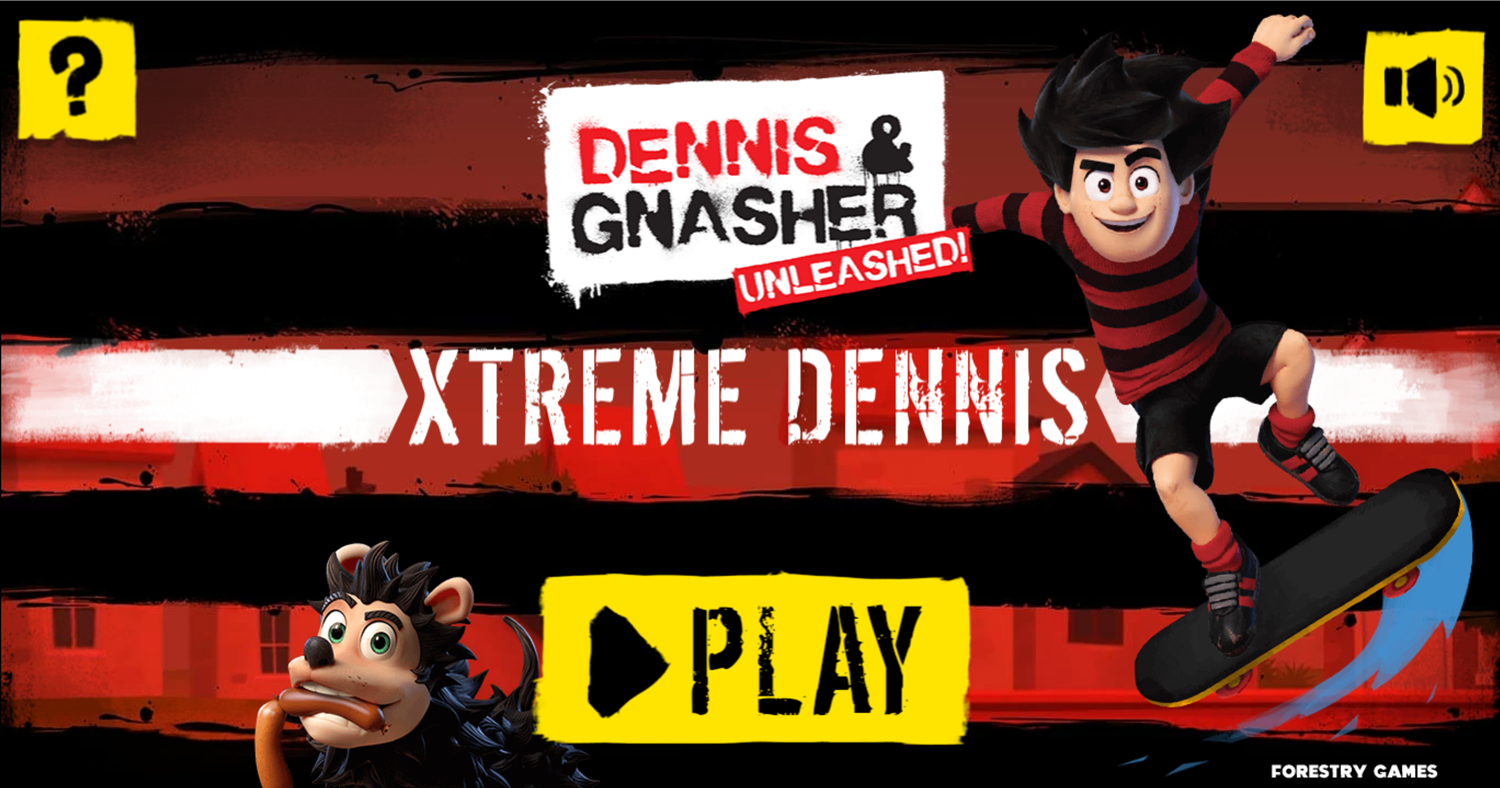 Dennis & Gnasher Xtreme Dennis Game Welcome Screen Screenshot.