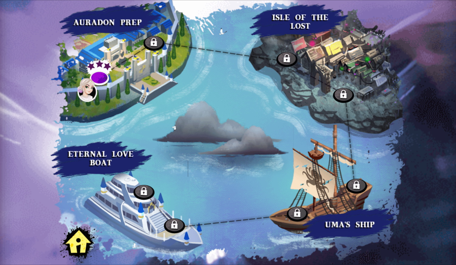 Descendants 2 Mal vs Uma Game Map Screenshot.