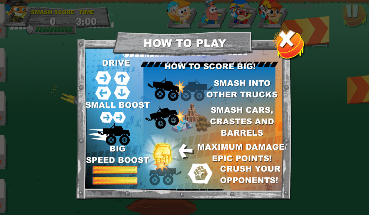 Destruction Truck Derby Game How To Play Screenshot.