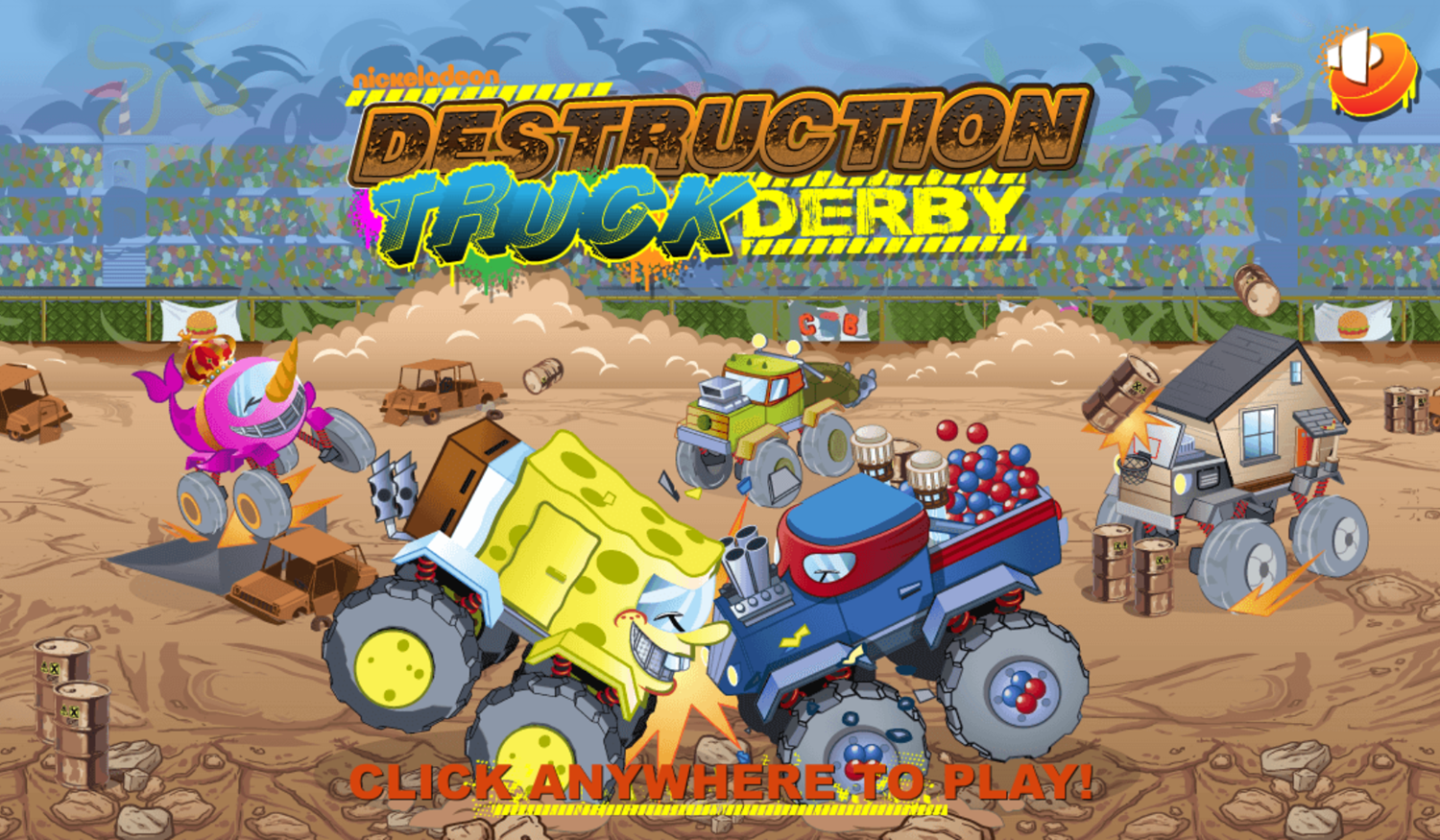 Destruction Truck Derby Game Welcome Screen Screenshot.