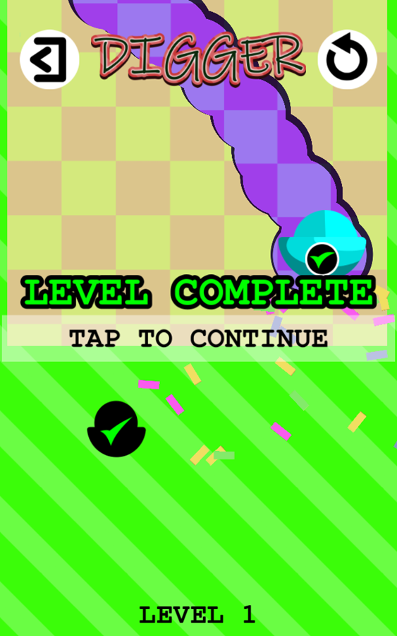 Digger Game Level Complete Screenshot.