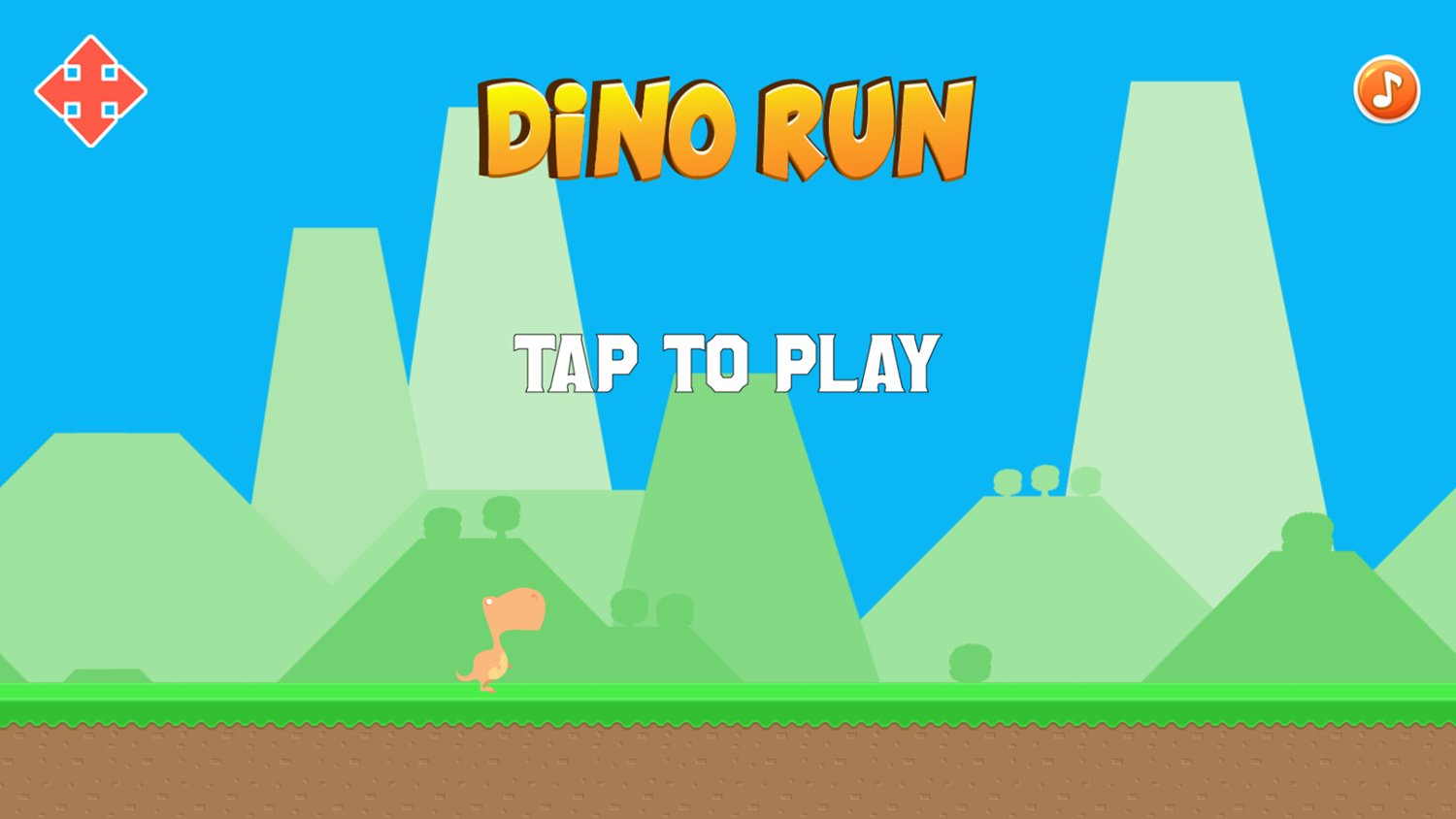 Dino Run Adventure Game Welcome Screen Screenshot.