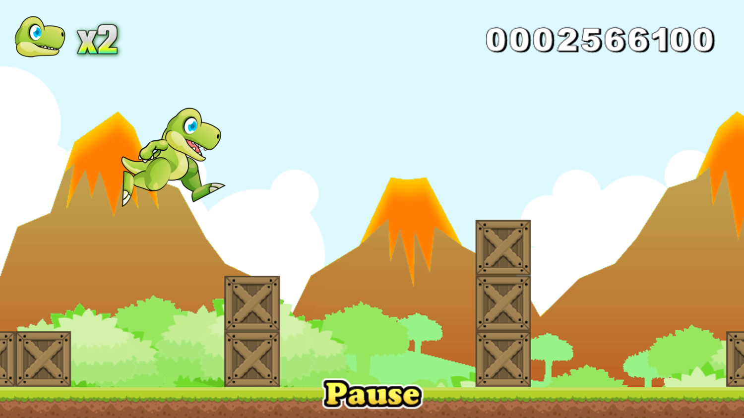 Dino Run Game Platforming Screenshot.