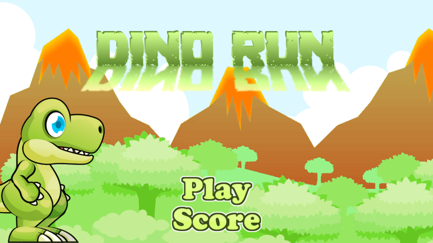 Dino Run Game Welcome Screen Screenshot.