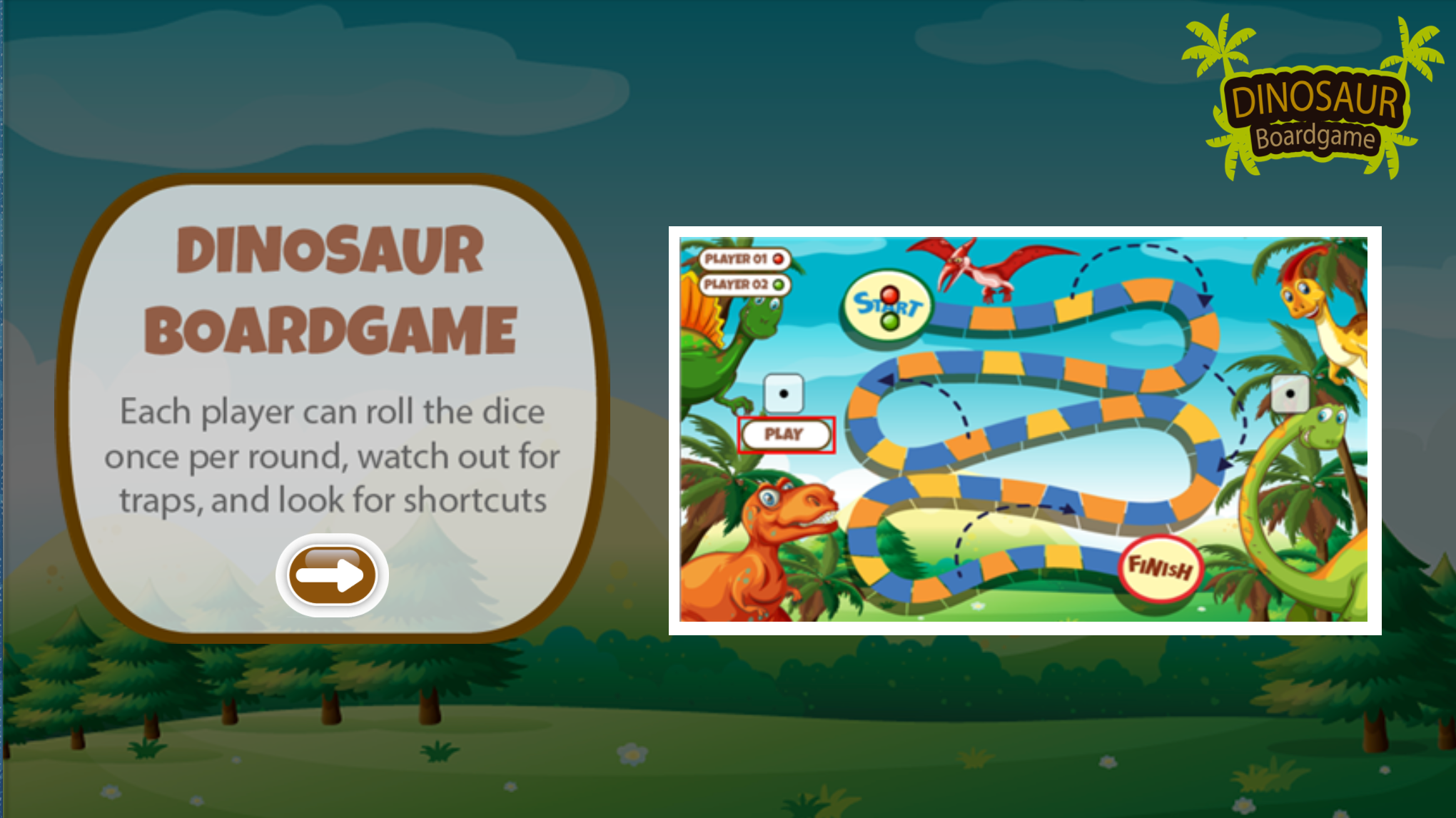 Dinosaur Board Game Online Instructions Screenshot.