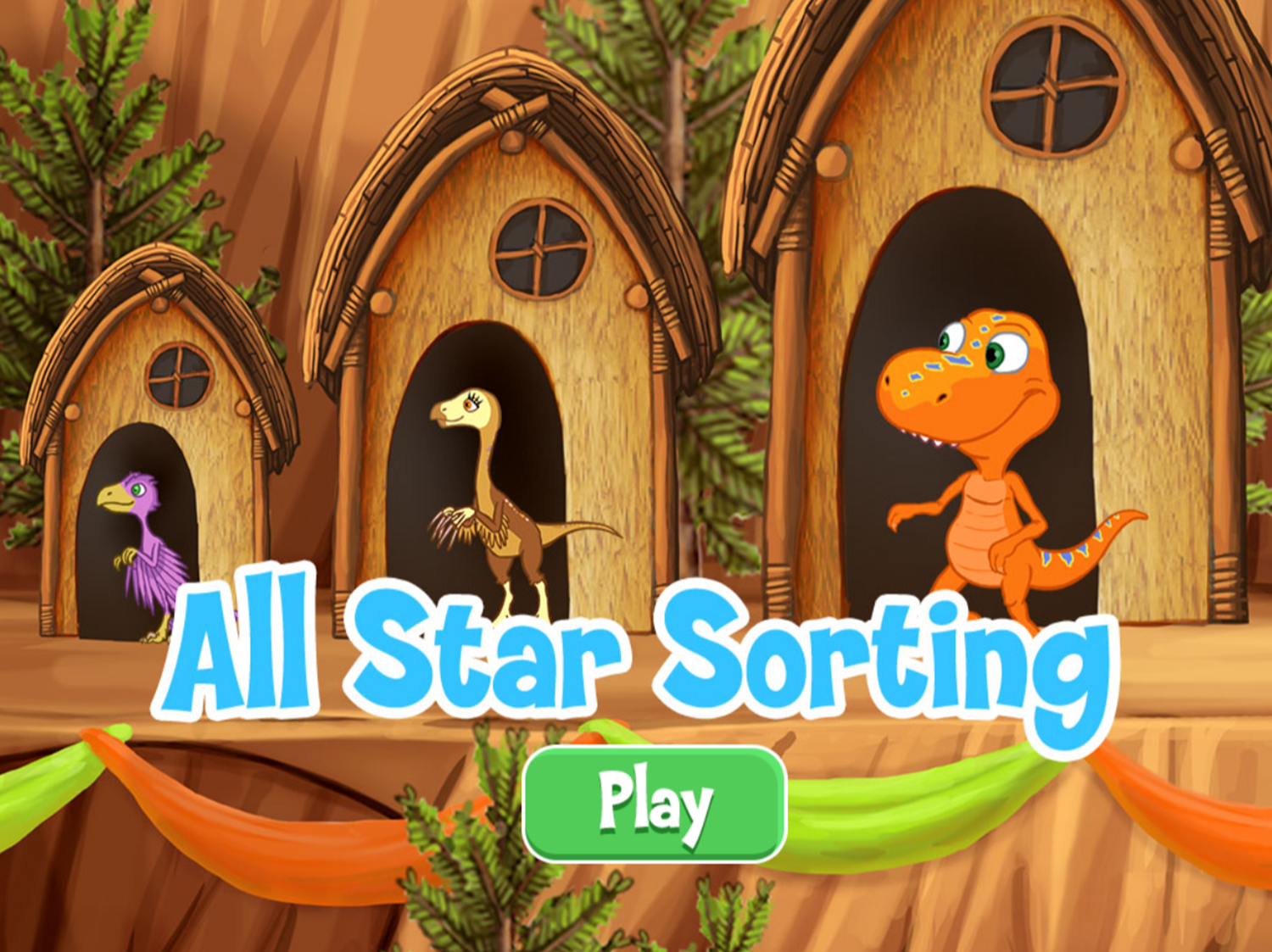 Dinosaur Train All Star Sorting Game Welcome Screen Screenshot.