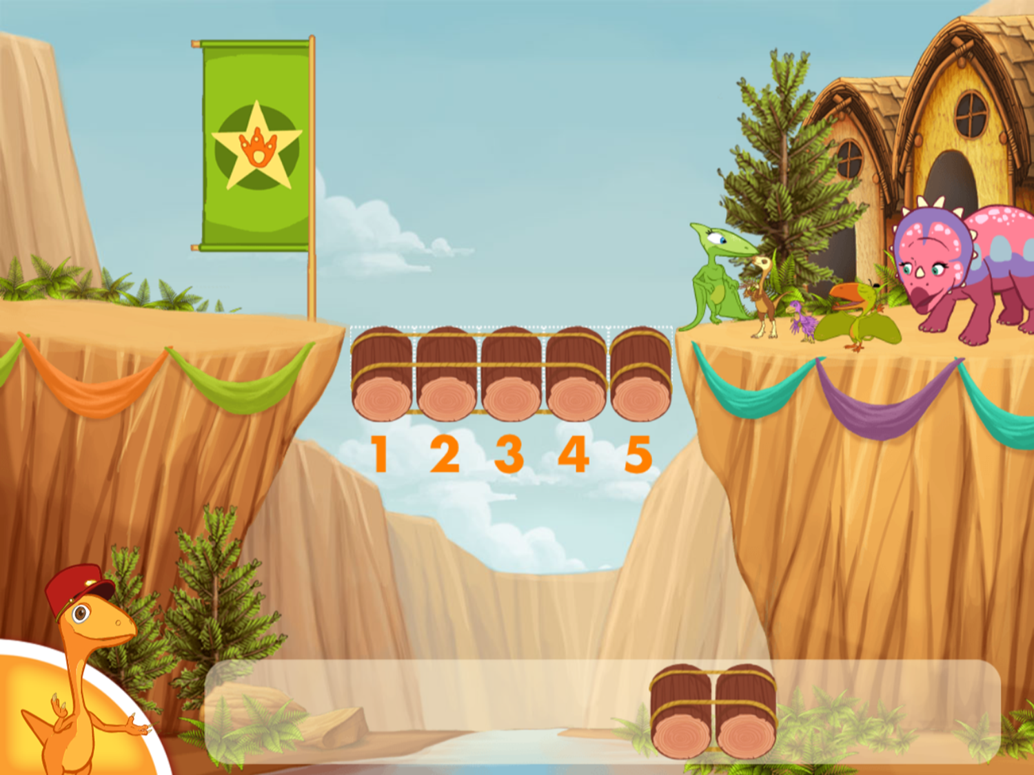 Dinosaur Train Bridge Builder Game Screenshot.