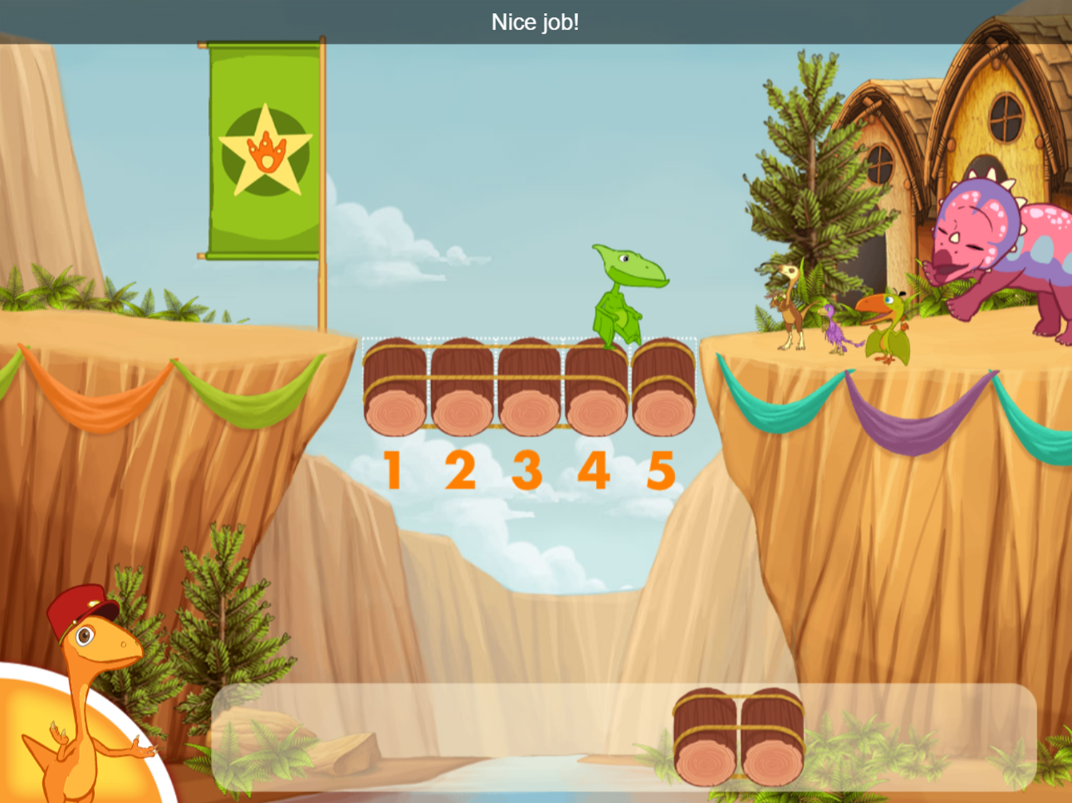 Dinosaur Train Bridge Builder Game Level Complete Screenshot.