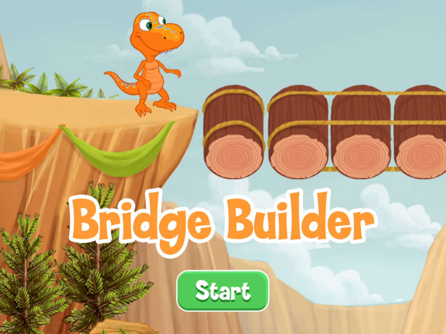 Dinosaur Train Bridge Builder Game Welcome Screen Screenshot.