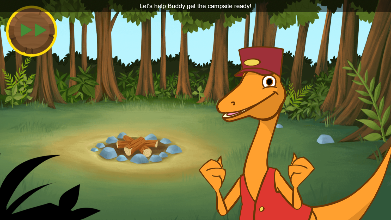 Dinosaur Train Buddy's Big Campout Adventure Game Introduction Screenshot.