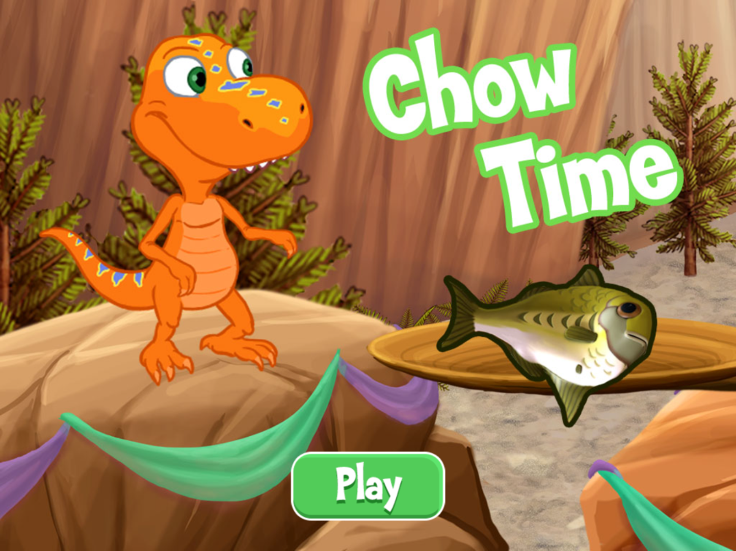 Dinosaur Train Chow Time Game Welcome Screen Screenshot.