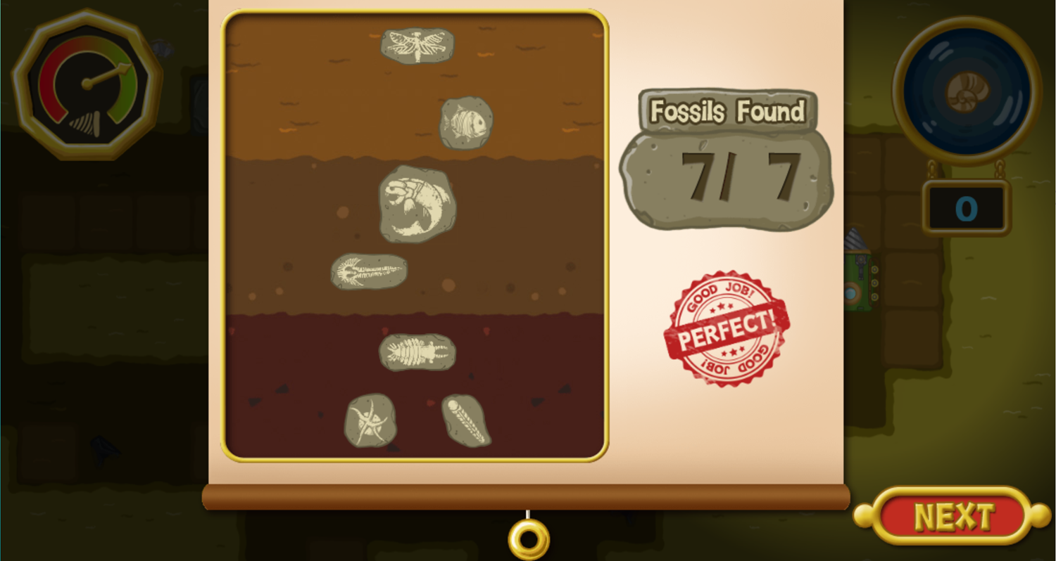 Dinosaur Train Fossil Finder Game Level Complete Screenshot.