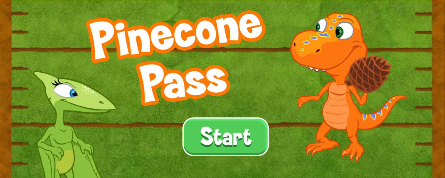 Dinosaur Train Pinecone Pass Game Welcome Screen Screenshot.