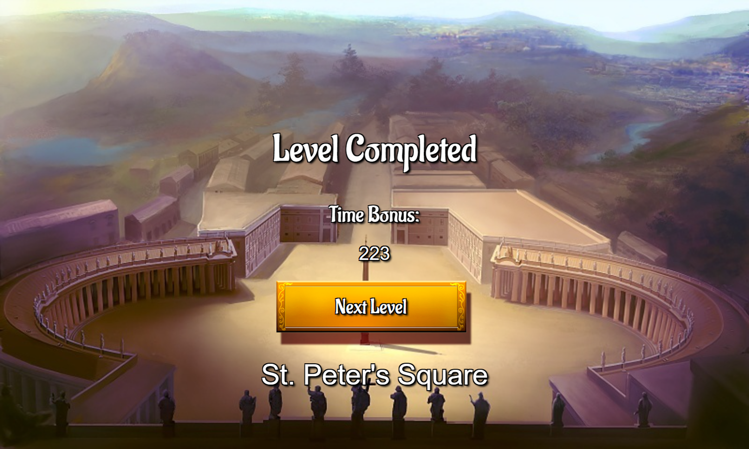Discover Ancient Rome Game Level Completed Screenshot.