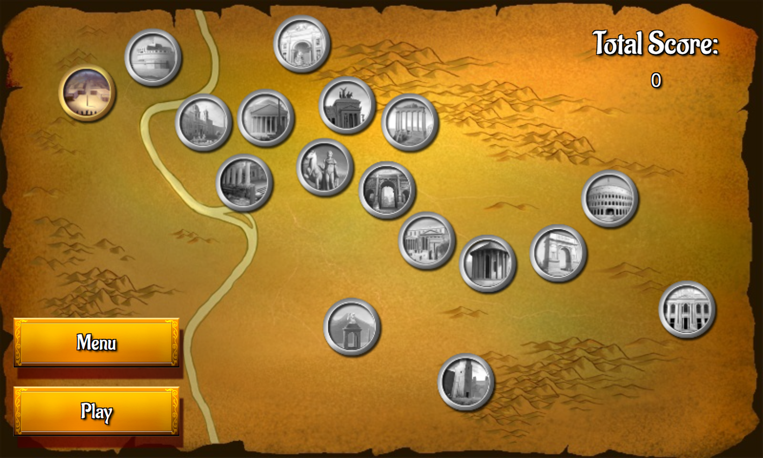 Discover Ancient Rome Game Level Select Screenshot.