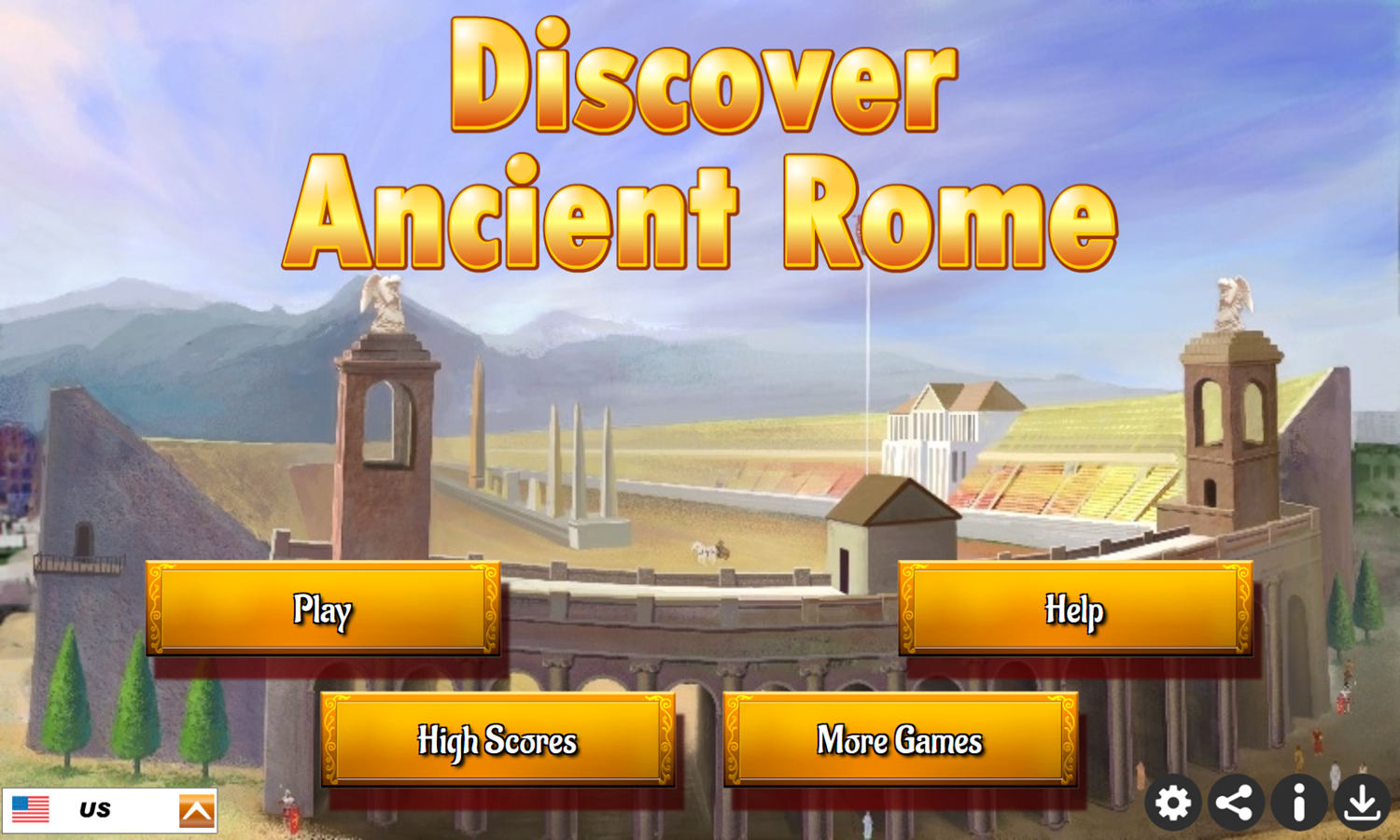 Discover Ancient Rome Game Welcome Screen Screenshot.