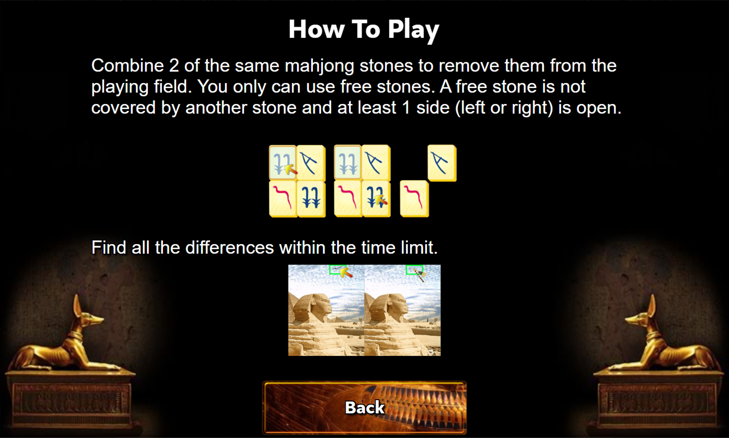 Discover Egypt Game How To Play Screenshot.