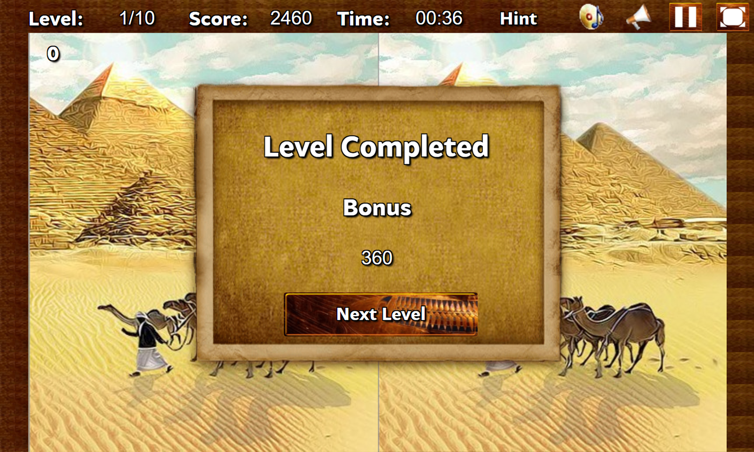 Discover Egypt Game Level Completed Screenshot.
