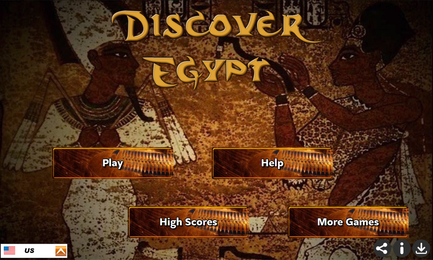 Discover Egypt Game Welcome Screen Screenshot.