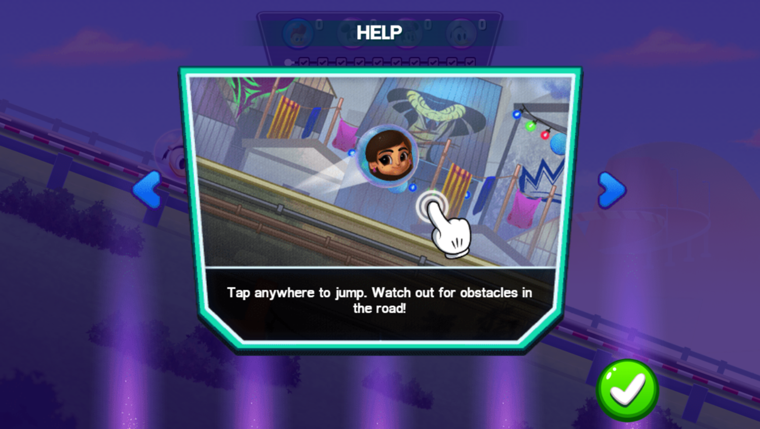 Disney Bounce Game Down Hill Instructions Screenshot.