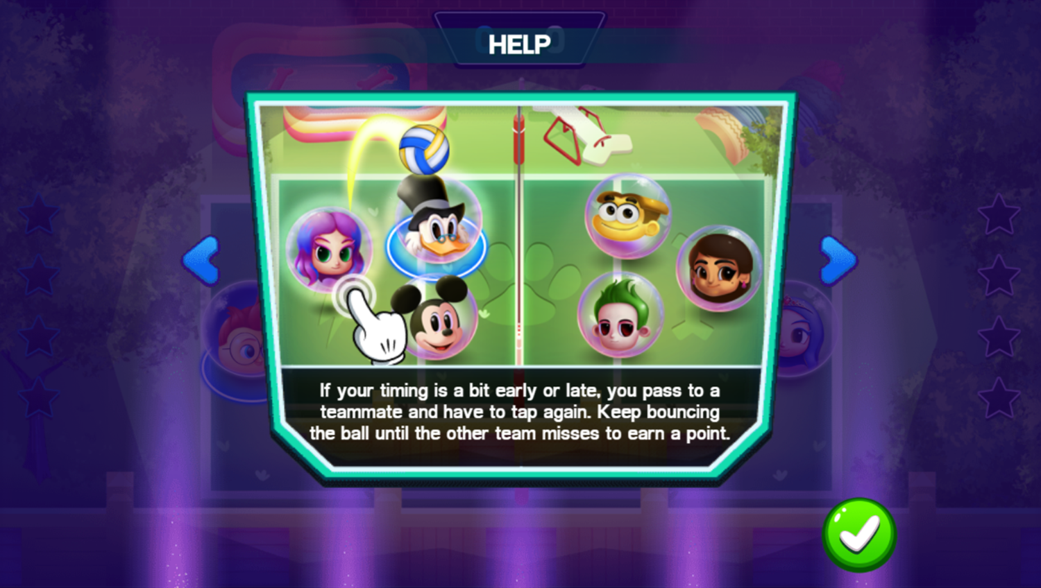 Disney Bounce Game Volleyball Instructions Screenshot.