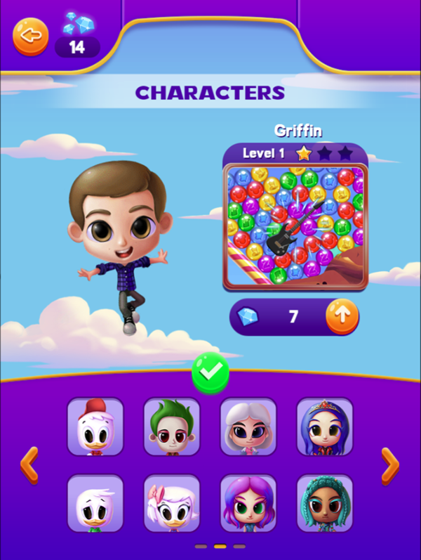 Disney Bubble Burst Game Character Select Screen Screenshot.