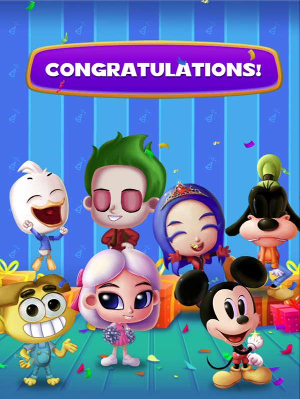 Disney Bubble Burst Game Congratulations Screen Screenshot.