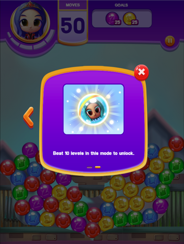 Disney Bubble Burst Game Endurance Mode Goal Screen Screenshot.