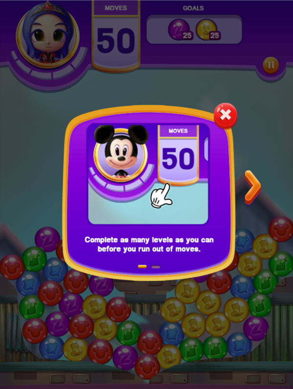 Disney Bubble Burst Game Endurance Mode Screen Screenshot.