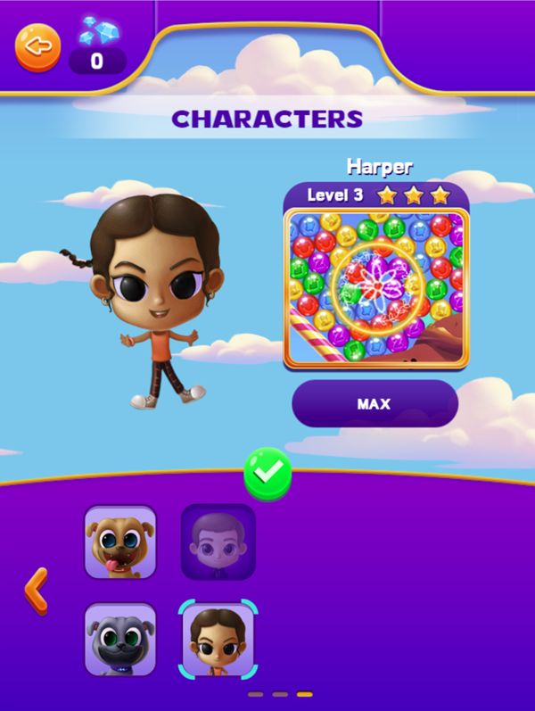 Disney Bubble Burst Game Harper Unlocked Screen Screenshot.