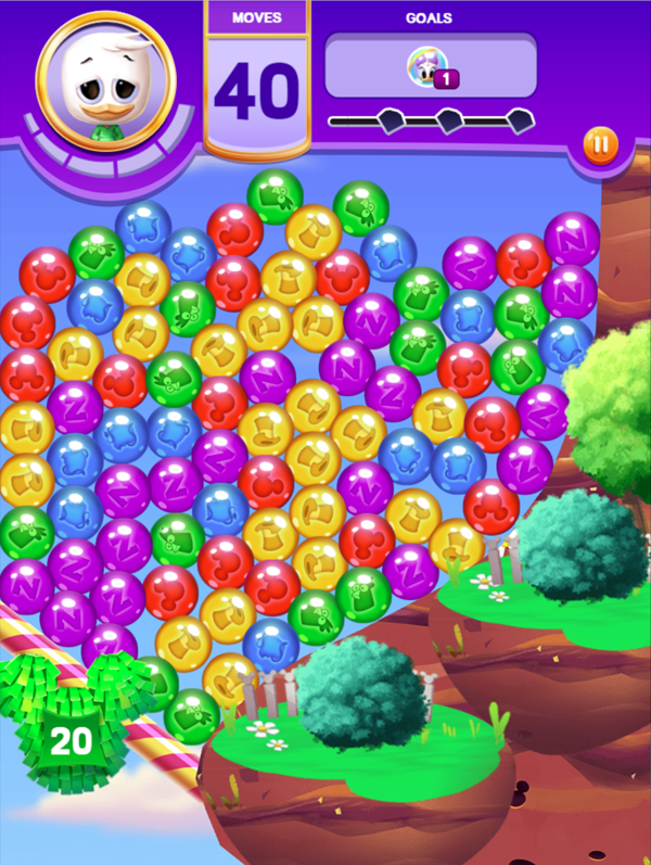 Disney Bubble Burst Game Intermediate Level Goal Screenshot.