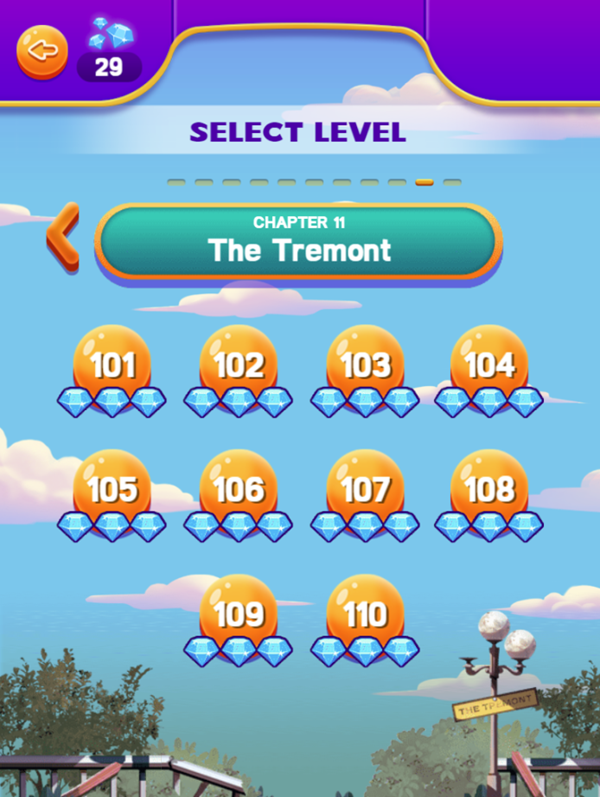 Disney Bubble Burst Game Level Select Screen Screenshot.