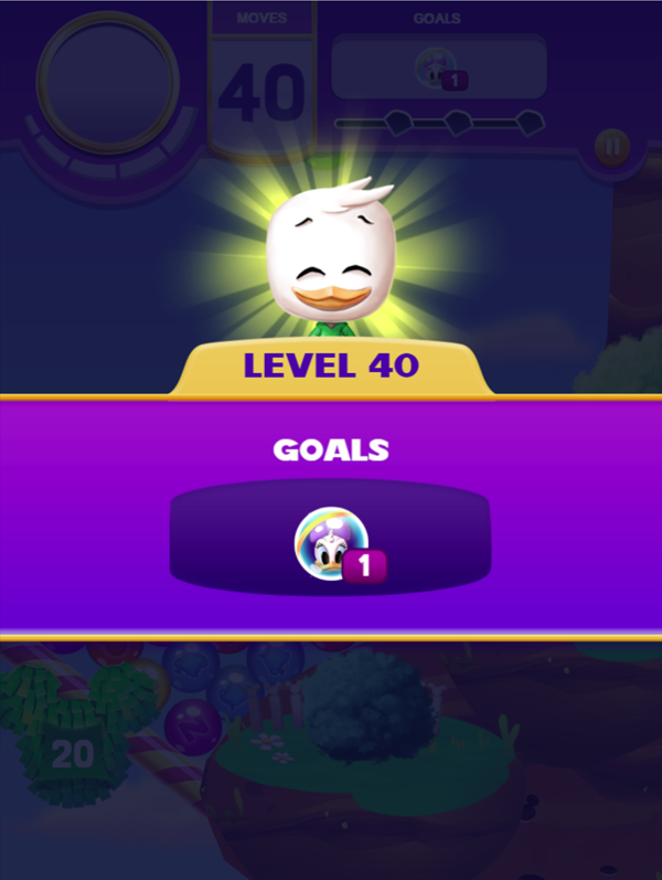 Disney Bubble Burst Game Level Start Screen Screenshot.