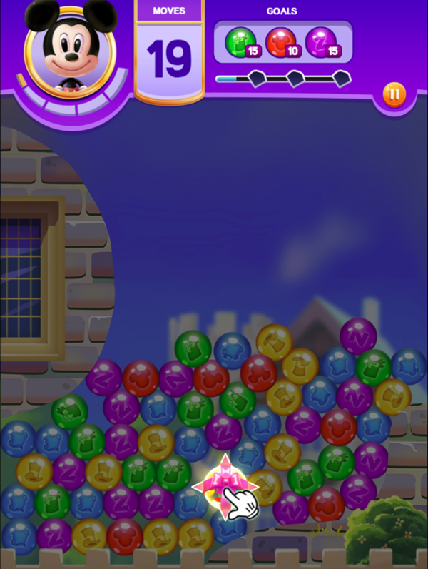 Disney Bubble Burst Game Match 5 Special Bubble Screenshot.