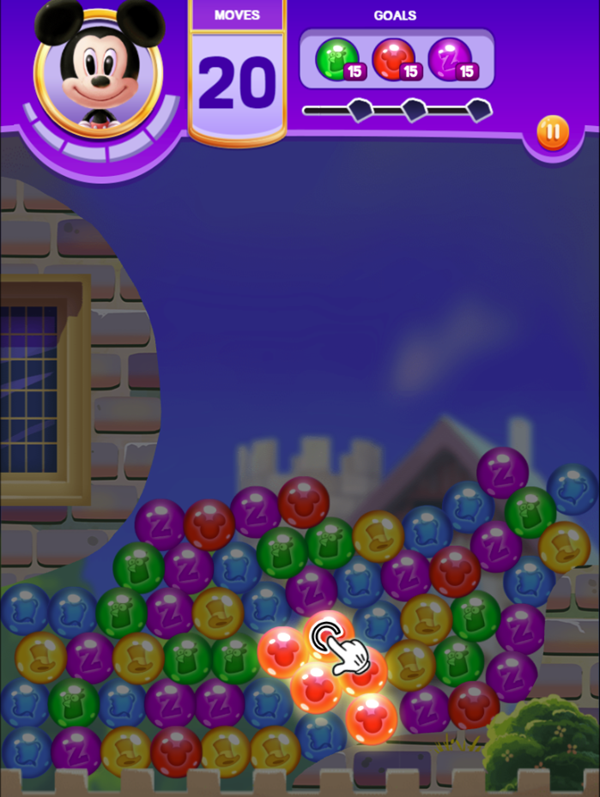 Disney Bubble Burst Game Match 5 Example Screenshot.
