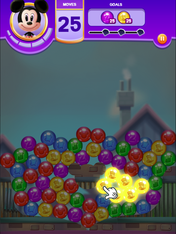 Disney Bubble Burst Game Match 6 Example Screenshot.