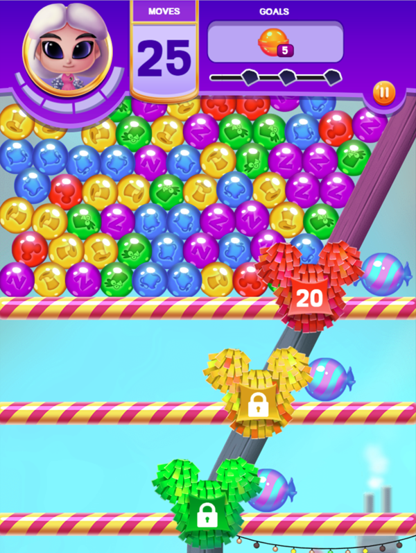Disney Bubble Burst Game Multiple Intermediate Goals Screenshot.