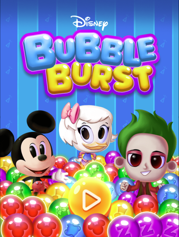 Disney Bubble Burst Game Welcome Screen Screenshot.