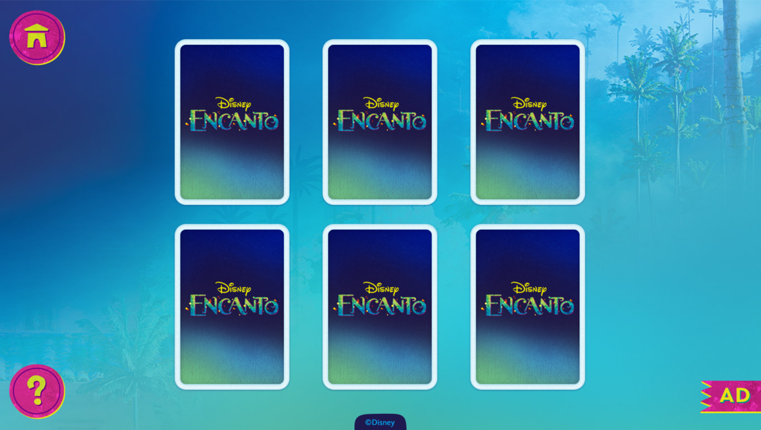 Disney Encanto Matching Game Start Screenshot.